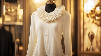 blouse with a ruffled collar
