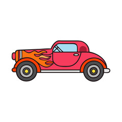 Classic Vintage Hot Rod Car with Flames Illustration Design