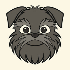 Cartoon schnauzer dog head vector illustration cute pet animal design