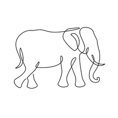 Elephant One Line Art Drawing for Minimalist Posters, Wall Decor, Prints, Social Media, Wet Design. Elephant Simple One Line Vector Drawing Trendy Minimalist illustration.