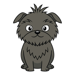 Cartoon illustration of a cute dark gray affenpinscher dog isolated on white background