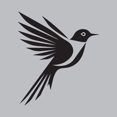 Minimalist Black and White Bird Logo Design for Branding