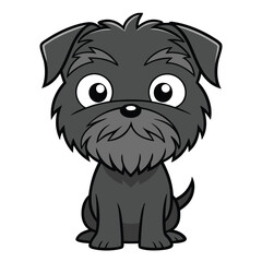 Cartoon schnauzer dog puppy sitting adorable pet with big eyes graphic design vector illustration