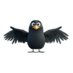 Obraz premium cheerful cartoon bird with outstretched wings, featuring round body, large eyes, and bright orange beak. This animated character exudes playful and friendly vibe, perfect for children content