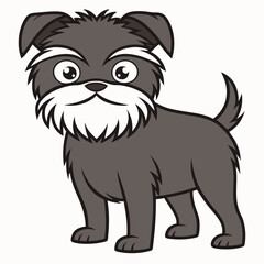Cute cartoon schnauzer dog with big eyes and bushy eyebrows in a simple style