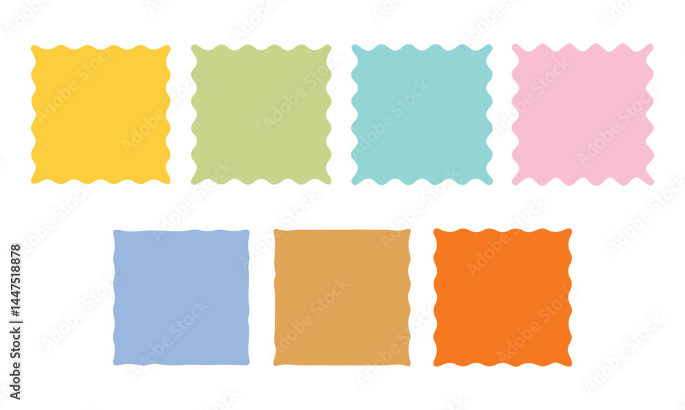 Poster wavy frame borders. cute japanese kid graphic wiggly speech bubbles. scallop shape line picture fram