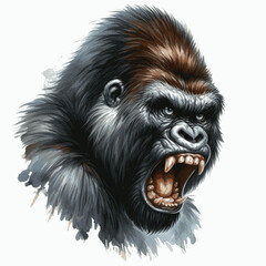 Jungle Snarl Splash gorilla angry isolated watercolor vector illustration svg   © Arun168