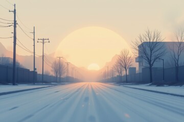 Winter Road at Sunrise
