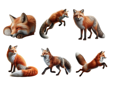 Foxes display natural poses