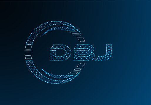 DBJ low poly letter logo vector design. DBJ lower poly logo design.