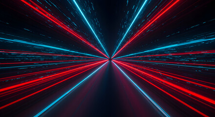 Dynamic Abstract Red and Blue Light Streaks on Dark Backdrop for Modern Designs