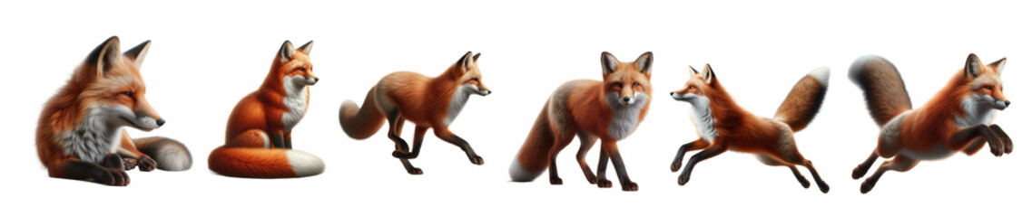 Fototapeta premium Playful fox pack in dynamic poses