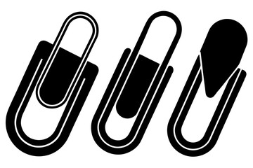 set of Paper Clip    silhouette vector illustration