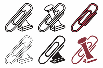 set of Paper Clip    silhouette vector illustration