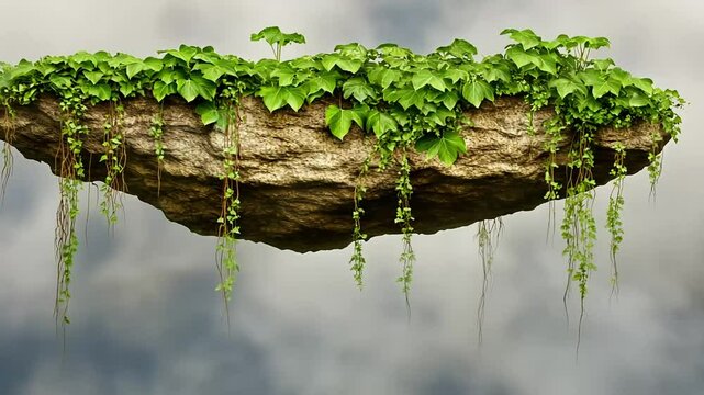 Floating rock, vines, clouds, fantasy, game design
