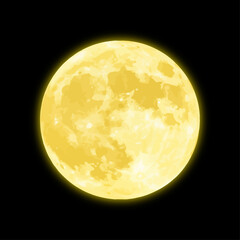 Golden Full Moon Vector – Glowing Night Sky Moon Illustration for Graphic Use