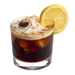 Fresh cocktail with lemon twist garnish isolated on white background png