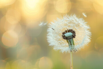 The delicate beauty of a dandelion seed head is a stunning display of intricate patterns, representing new beginnings and endless possibilities as it gracefully floats through the air    
