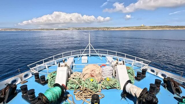 Journey on a ferry to Gozzo Island in Malta with stunning views of the Mediterranean Sea