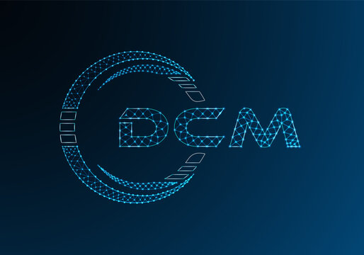 DCM low poly letter logo vector design. DCM lower poly logo design.