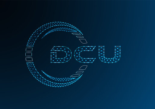 DCU low poly letter logo vector design. DCU lower poly logo design.