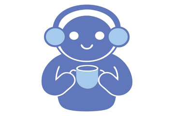 Flat Vector of Relaxing Tea Moment with Headphones After Work