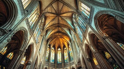 Stunning Interior View of Saint Denis Basilica Cathedral Near Paris France
