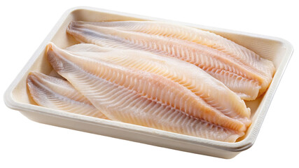 Fresh raw fish fillets in a tray ready for cooking and preparation