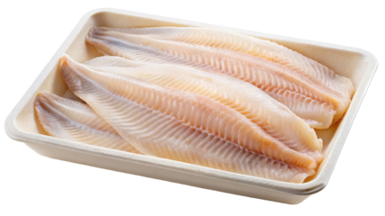 Fresh raw fish fillets in a tray ready for cooking and preparation