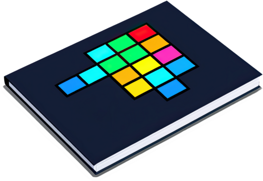 A Bold Colorful Mosaic Arrow Adorns A Hardcover Book Suggesting Vibrant Creativity And