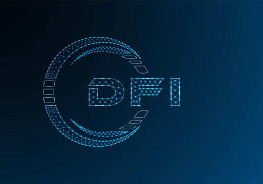 DFI low poly letter logo vector design. DFI lower poly logo design.
