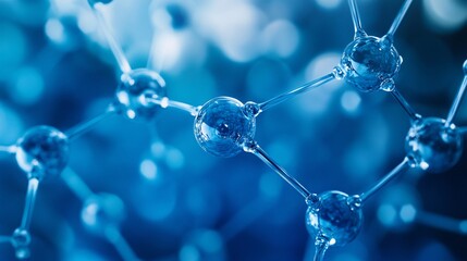 Abstract Molecular Structures on a Serene Blue Gradient Background