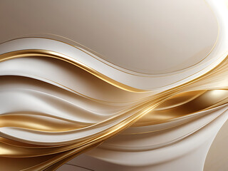 Golden White Wave Background Design | Abstract Modern Flowing Lines Art Style ai