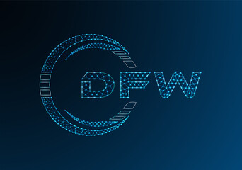 DFW low poly letter logo vector design. DFW lower poly logo design.