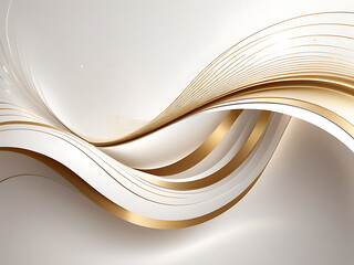Fototapeta premium Golden White Wave Background Design | Abstract Modern Flowing Lines Art Style ai