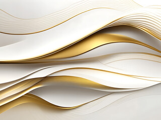 Golden White Wave Background Design | Abstract Modern Flowing Lines Art Style ai