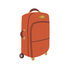 Suitcase for travel, summer holidays, vacation. Traveler's luggage. Tourist's suitcase. Hand drawn doodle flat style illustration .