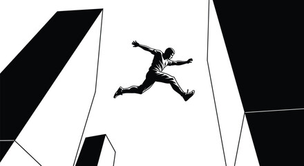 Parkour Athlete Leap, Urban Vector © Tharindu