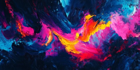Abstract Colorful Painting with Bold Brushstrokes