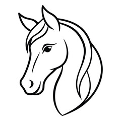 Magical Unicorn Line Art Illustration with Elegant Flowing Mane