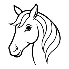 Magical Unicorn Line Art Illustration with Elegant Flowing Mane