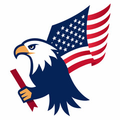 Eagle with American Flag  vector perfect for print, shirts, posters, and digital use.