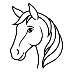 Magical Unicorn Line Art Illustration with Elegant Flowing Mane