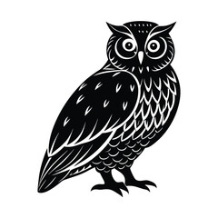 snowy owl bird silhouette art illustration on white background