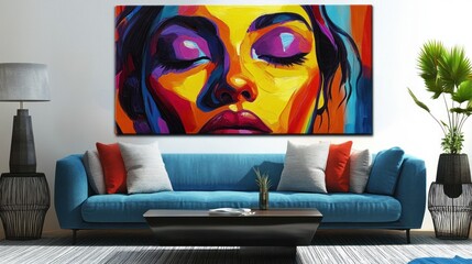 Vibrant abstract face art