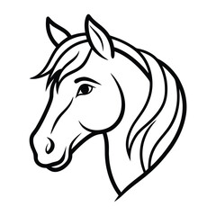 Magical Unicorn Line Art Illustration with Elegant Flowing Mane