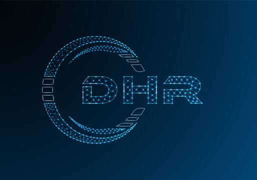 DHR low poly letter logo vector design. DHR lower poly logo design.