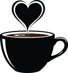 Coffee Cup Heart Steam Silhouette