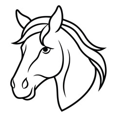 Magical Unicorn Line Art Illustration with Elegant Flowing Mane