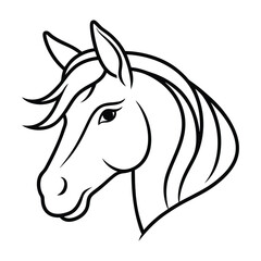 Magical Unicorn Line Art Illustration with Elegant Flowing Mane